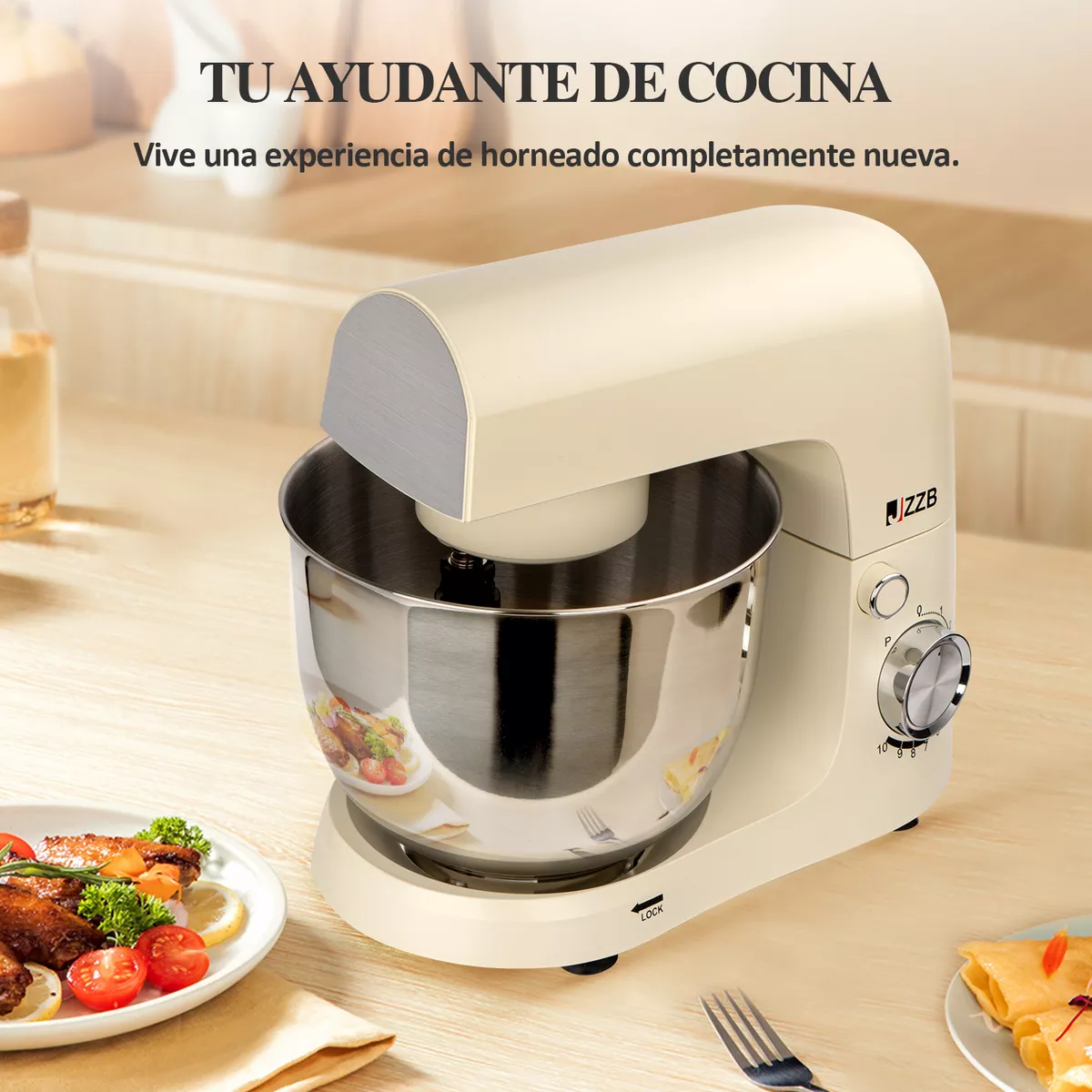 Jzzb 1500w Batidora De 10 Velocidades Bowl De Acero 5 Lts