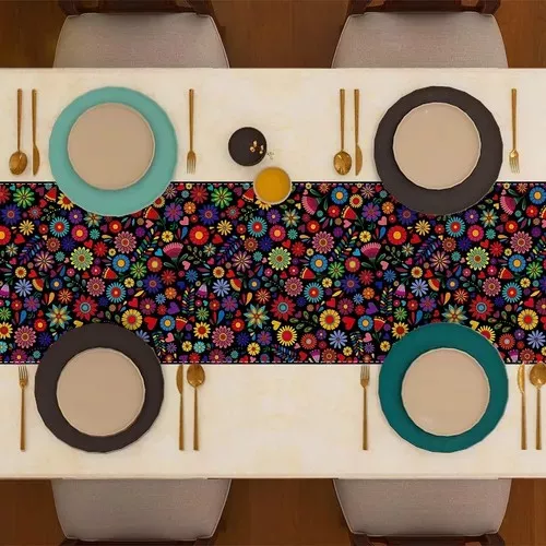 Camino De Mesa Textura Lino 33*183cm Estilo Mexicano