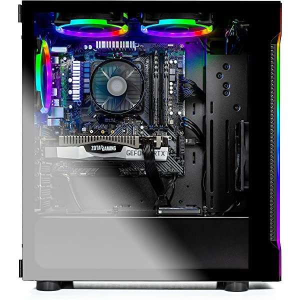 Computadora para juegos SkyTech Shadow 3.0 PC de escritorio - Ryzen 7 3700X 8-Core 3.6GHz, RTX 3060 12GB, 1TB SSD, 16GB DDR4 3000, Ventiladores RGB, AC WiFi, 600W Gold PSU, Windows 10 Home 64-bit, Black Ryzen 7 3700X | RTX 3060