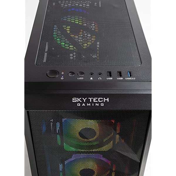 Computadora de escritorio Skytech Chronos Gaming - AMD Ryzen 9 5900X 3.7GHz, 6700XT 12G GDDR6, 16GB DDR4 3200, SSD NVMe de 1TB, PSU dorado de 750W, AIO de 240MM, AC WiFi, Windows 10 Home de 64 bits, Negro 5900X | 6700 XT