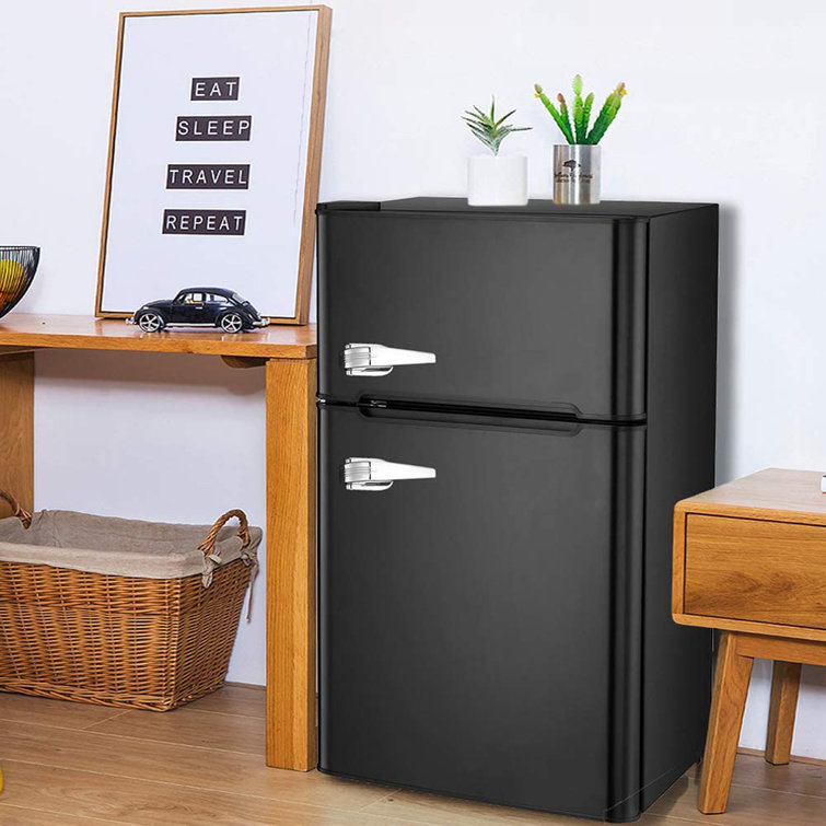 R.W.FLAME Double Door 3.2 Cu. Ft. Compact Refrigerator Mini Fridge with Freezer