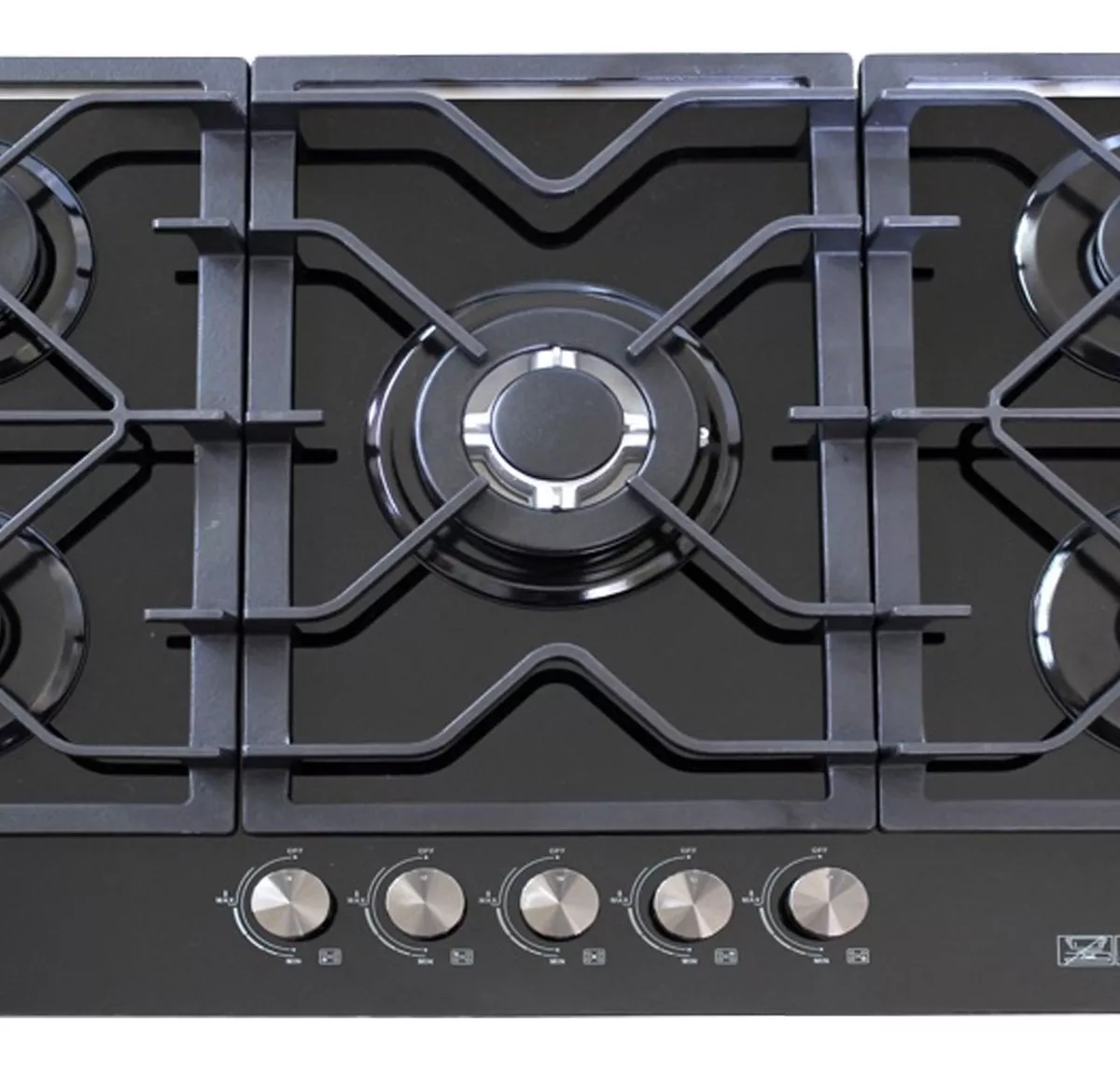 Parrilla De Gas De 5 Quemadores Para Empotrar De Cristal Color Negro