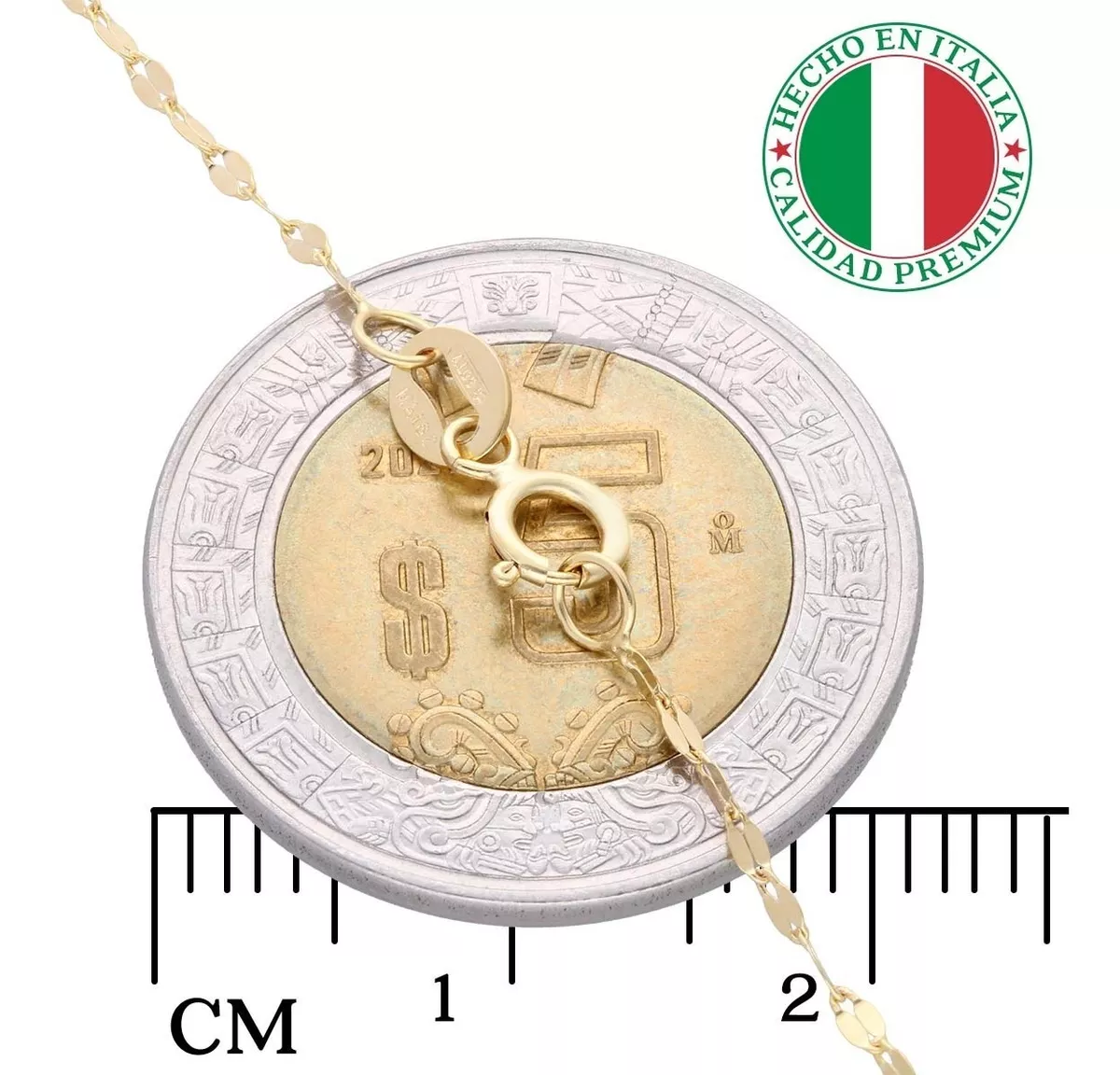 Cadena Oro Solido 14k Grano De Cafe 55cm Italy Mujer Dama