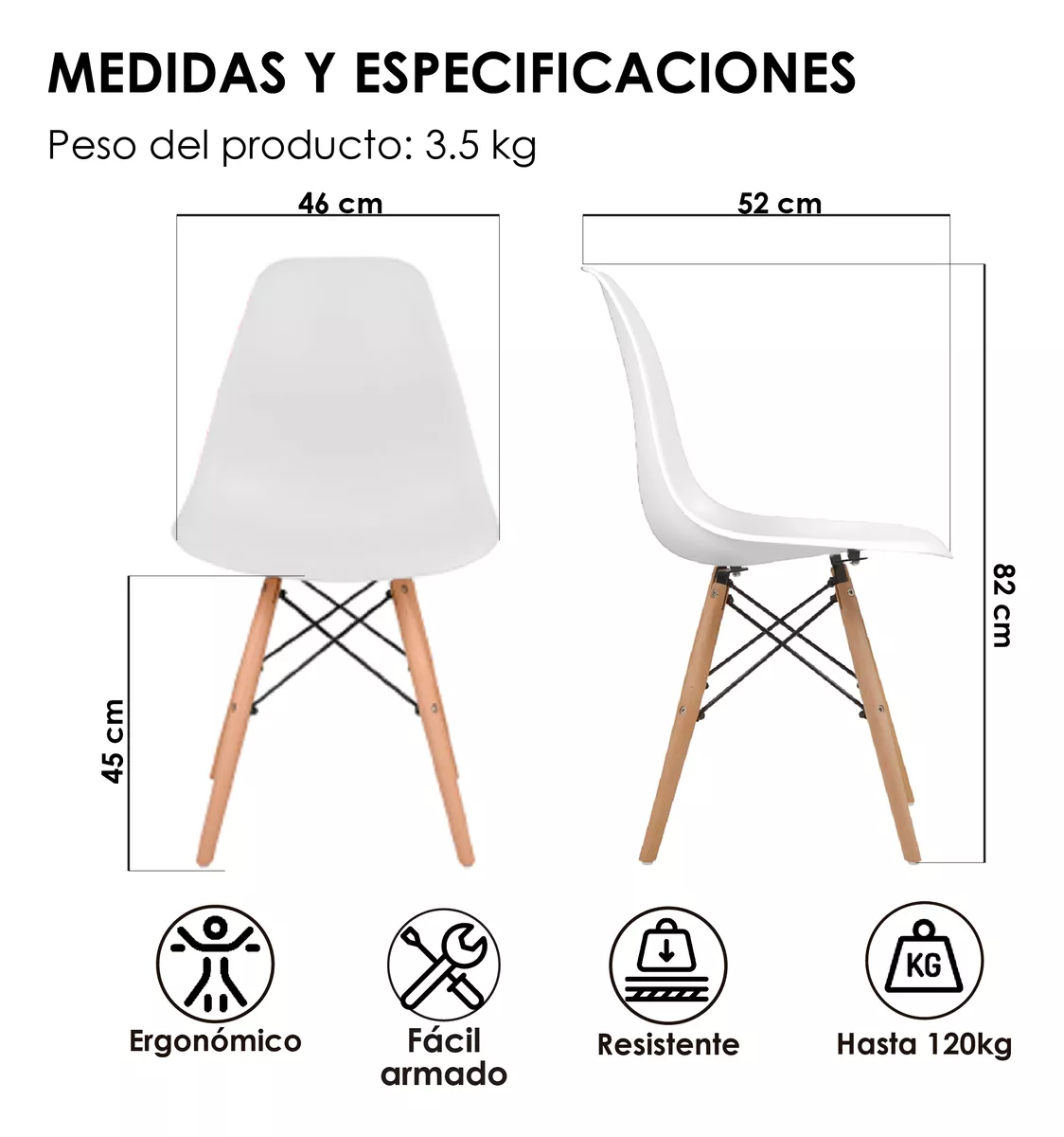 Set 4 Sillas Eames Moderna Minimalista Hogar Oficina