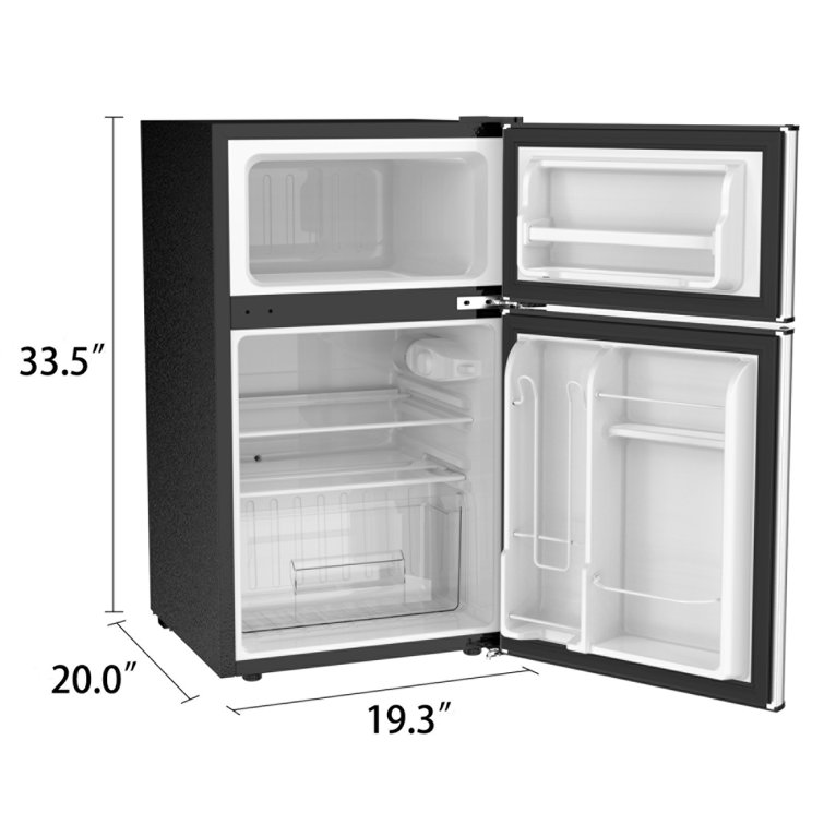 R.W.FLAME Double Door 3.2 Cu. Ft. Compact Refrigerator Mini Fridge with Freezer