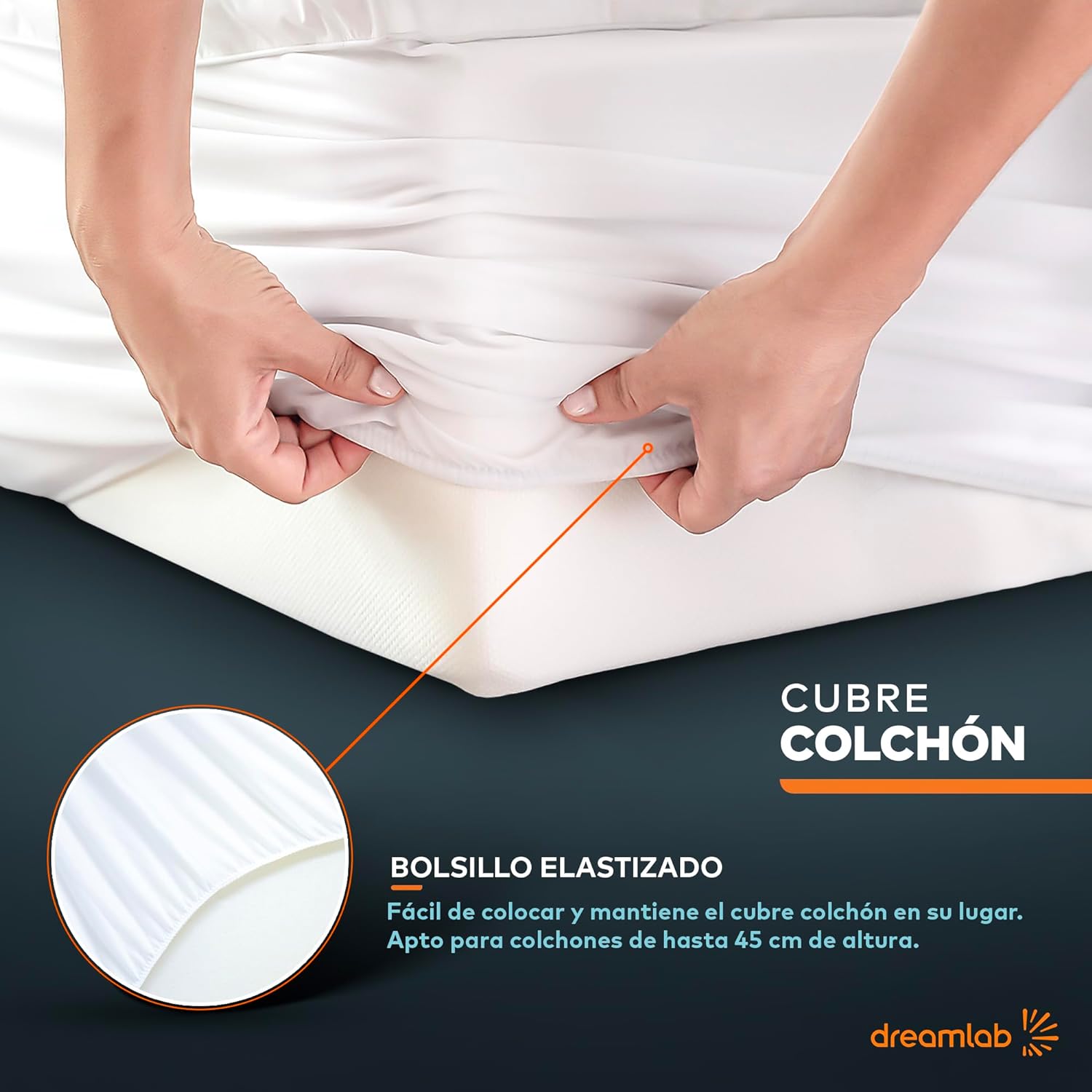Dreamlab Cubre Colchón de Microfibra| Extra Relleno de Microfibras recubiertas en Gel | Hipoalergénico, Certificado Oekotex-100 | Tamao King Size (200cm x 190cm)