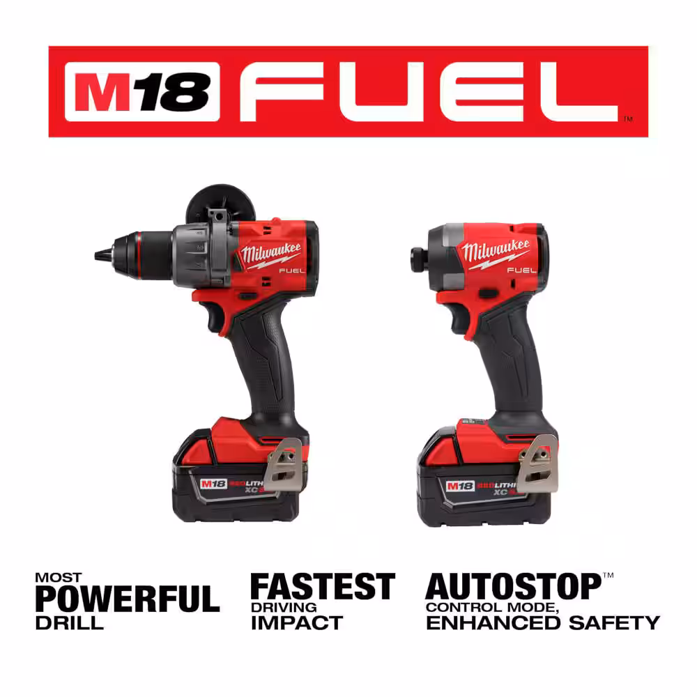 Milwaukee M18 FUEL 18V Lithium-Ion Brushless Cordless Hammer Drill and Impact Driver Combo Kit (2-Tool) with 2 Batteries 3697-22