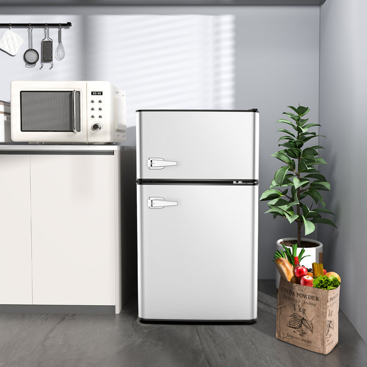 R.W.FLAME Double Door 3.2 Cu. Ft. Compact Refrigerator Mini Fridge with Freezer