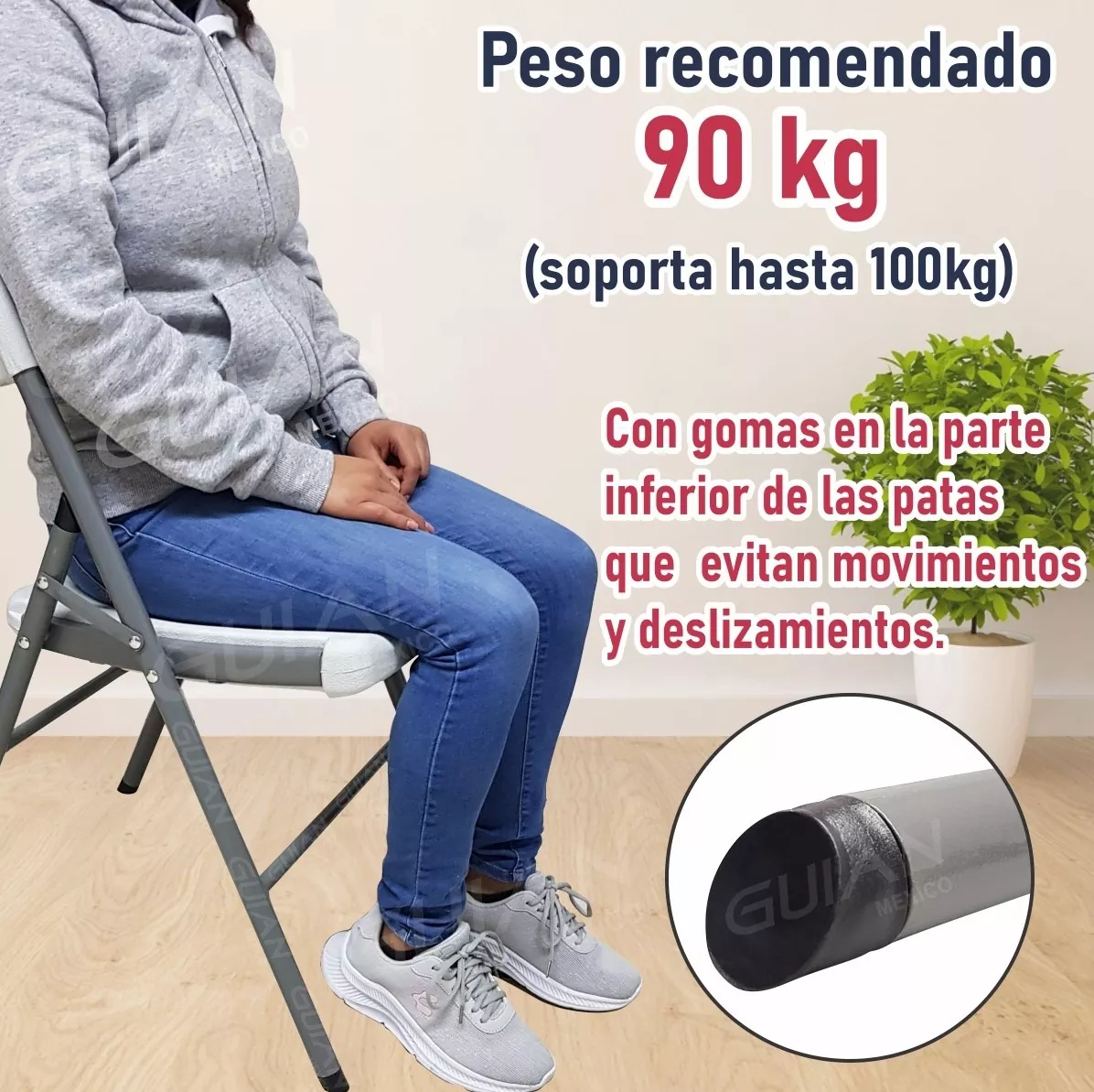 Juego De 4 Sillas Plegables De Plástico Reforzado Blanca