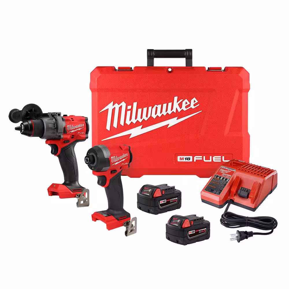 Milwaukee M18 FUEL 18V Lithium-Ion Brushless Cordless Hammer Drill and Impact Driver Combo Kit (2-Tool) with 2 Batteries 3697-22