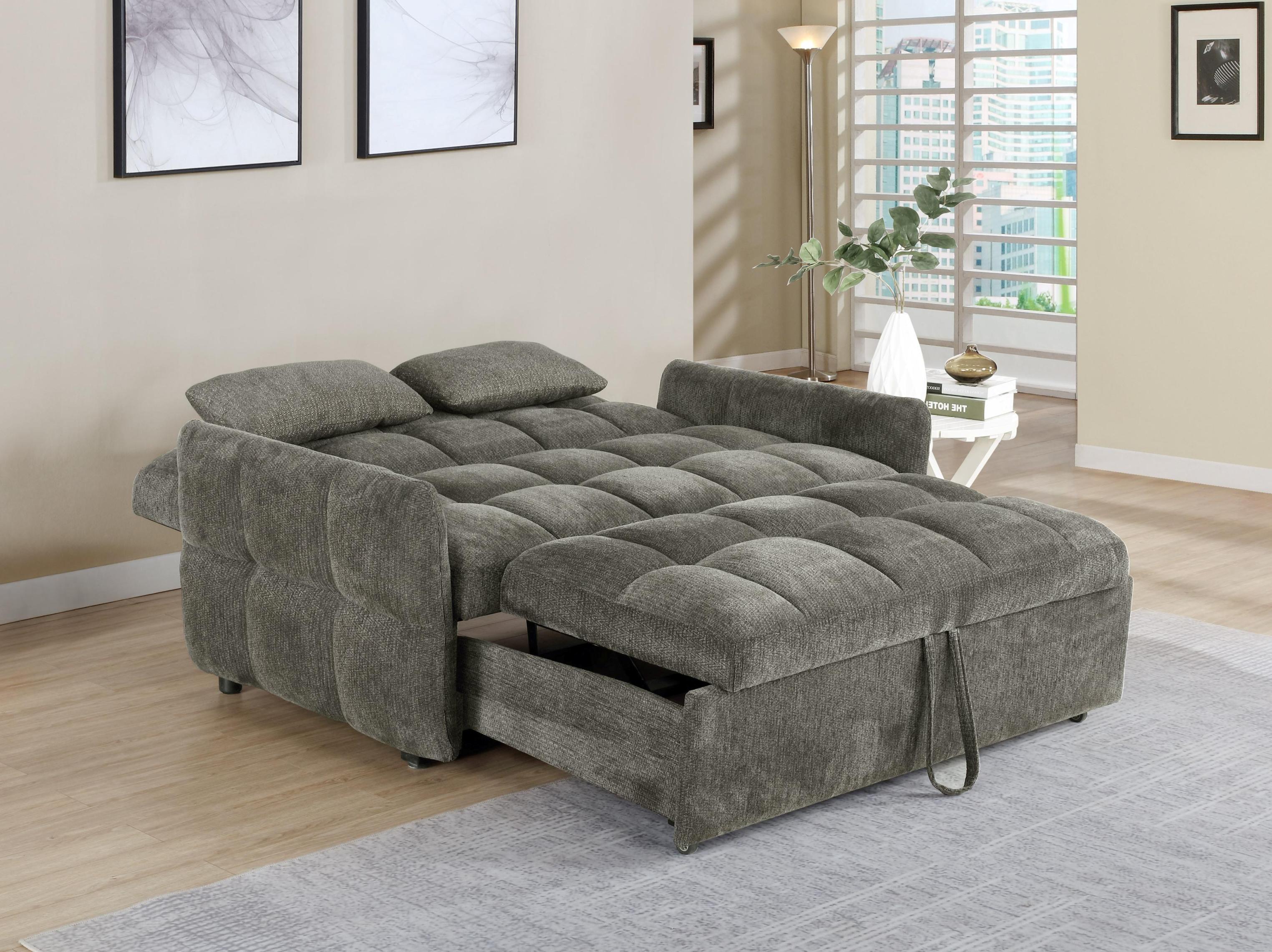 FrostGlen Tufted Cushion Sleeper Sofa Bed Dark Grey