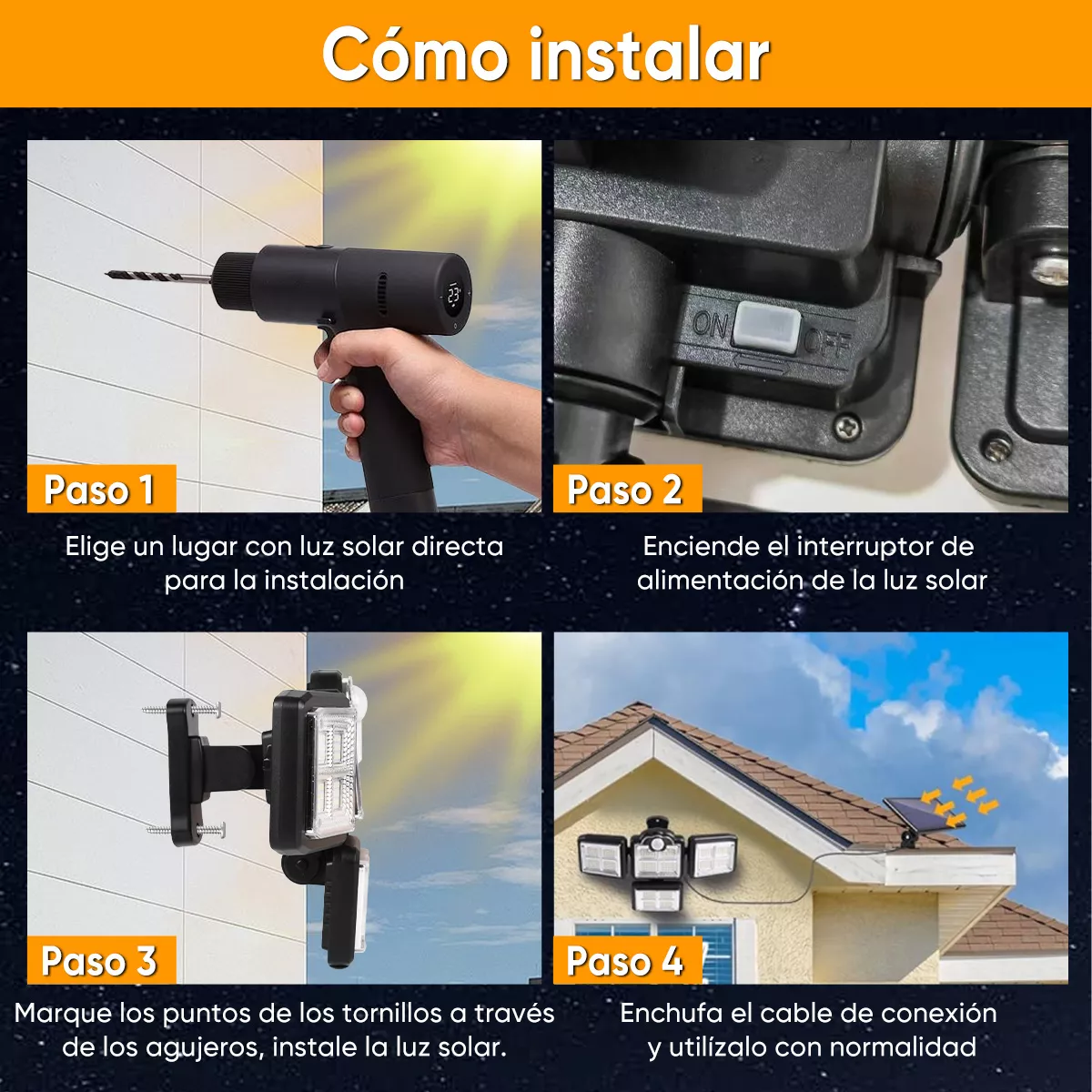 Lampara Solar Exterior Jardín Pared 198 Led Ip65 Con Sensor De Movimiento