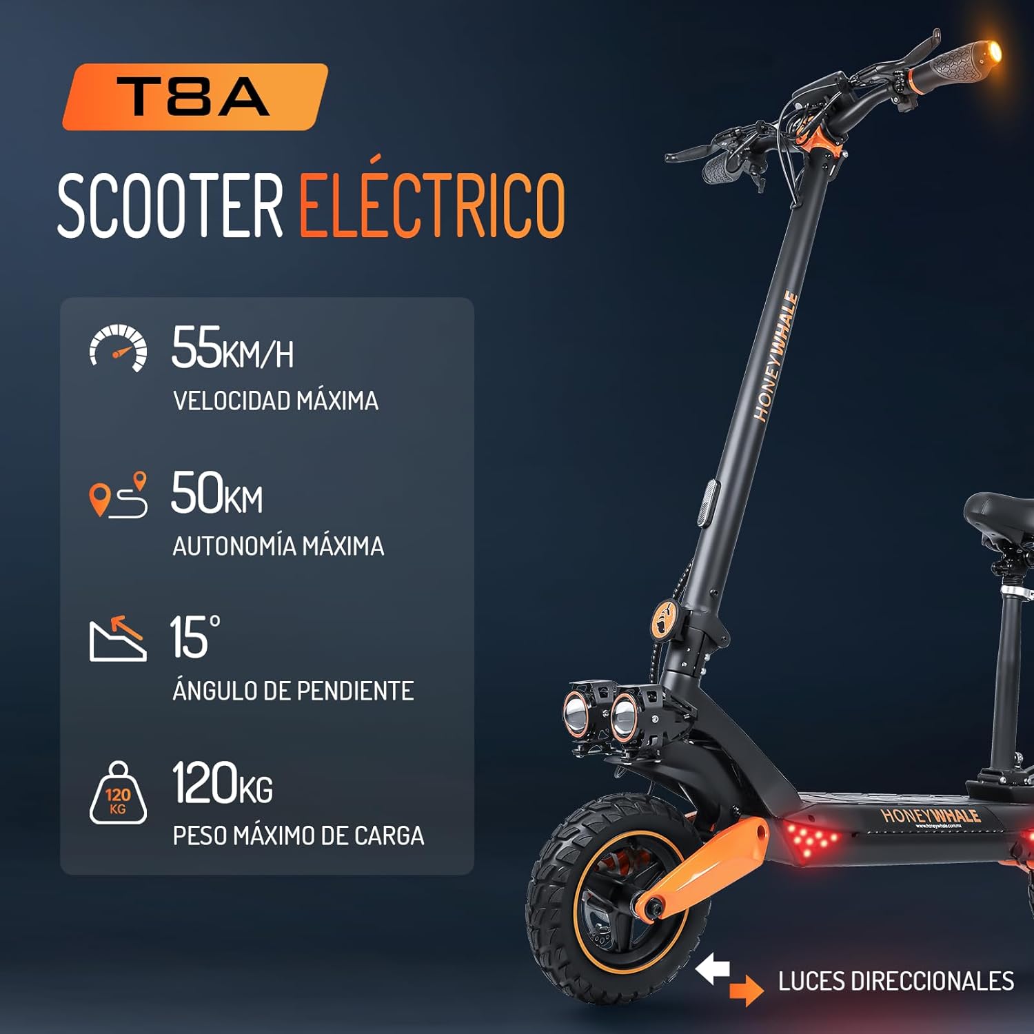 HONEYWHALE T8A Scooter eléctrico plegable para adultos