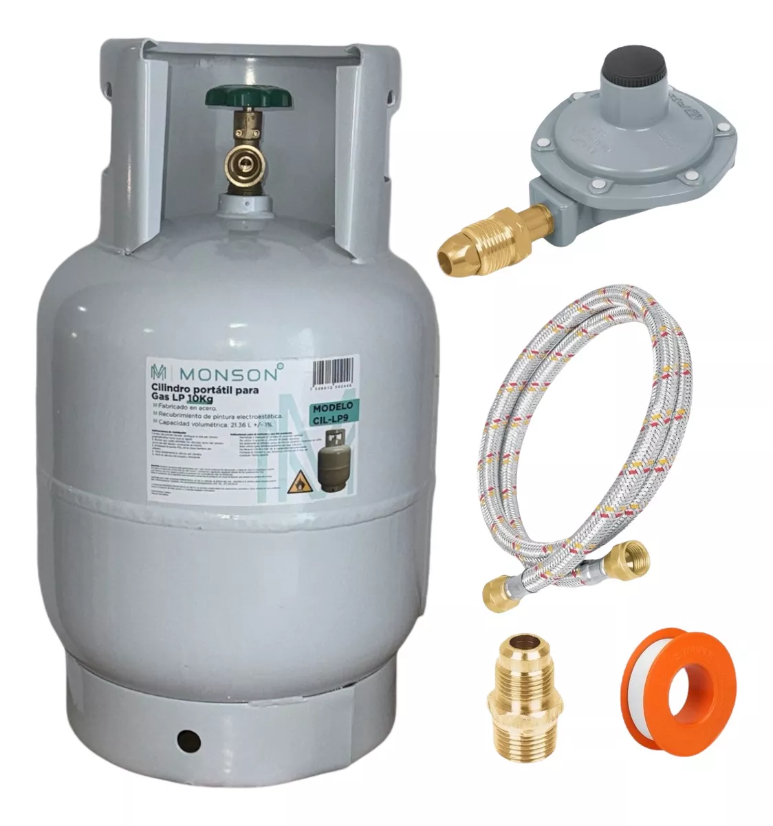 Tanque Cilindro De Gas Lp Vacío Con Regulador Y Manguera 2mt