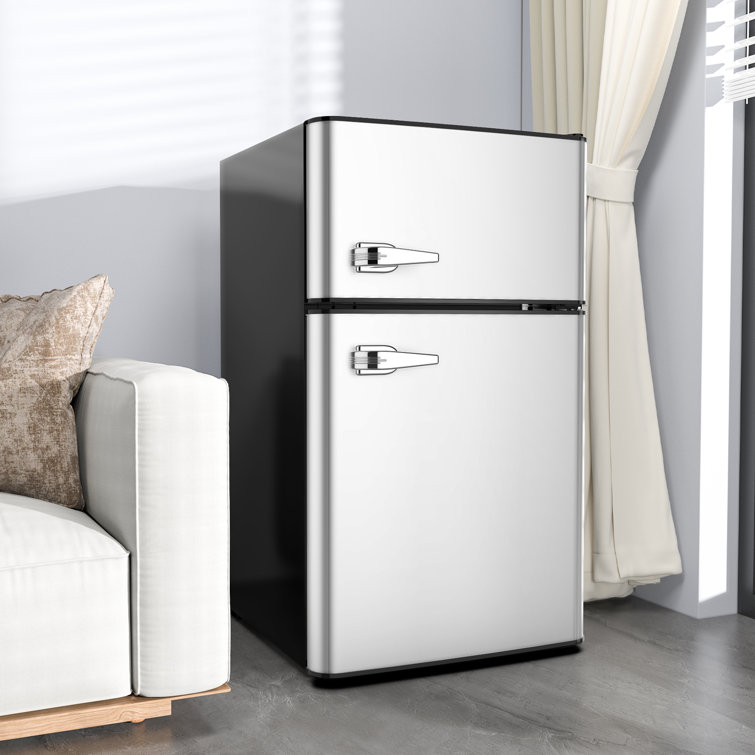 R.W.FLAME Double Door 3.2 Cu. Ft. Compact Refrigerator Mini Fridge with Freezer