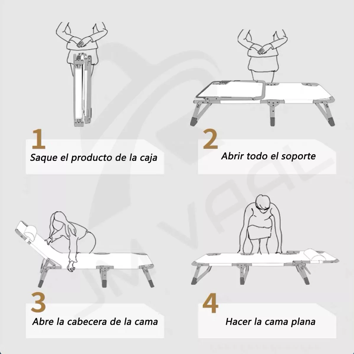 Silla Camastro Plegable Ajustable Con Colchón 62x182 Jm Vaal