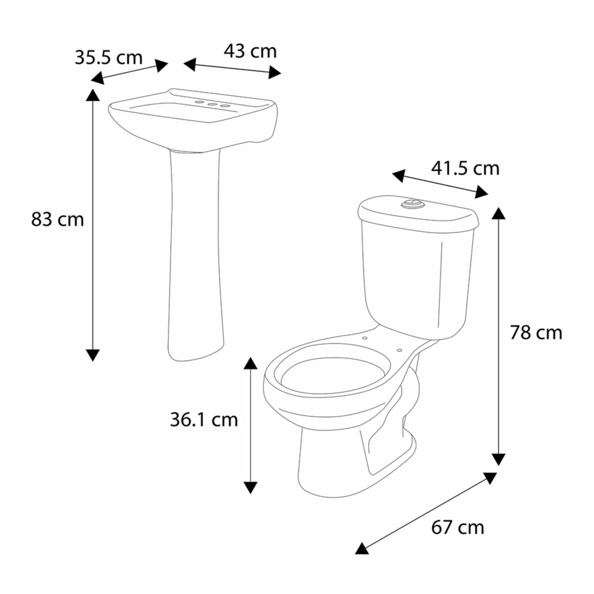 PAQUETE SANITARIO CON LAVABO DE 2 PIEZAS FUTURA II DUAL