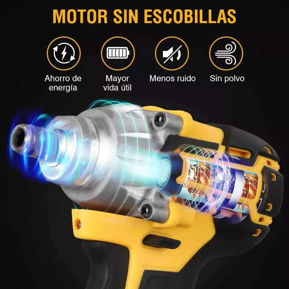 Llave De Impacto 1/2 Inalámbrica Eléctrica Con 2 Baterías