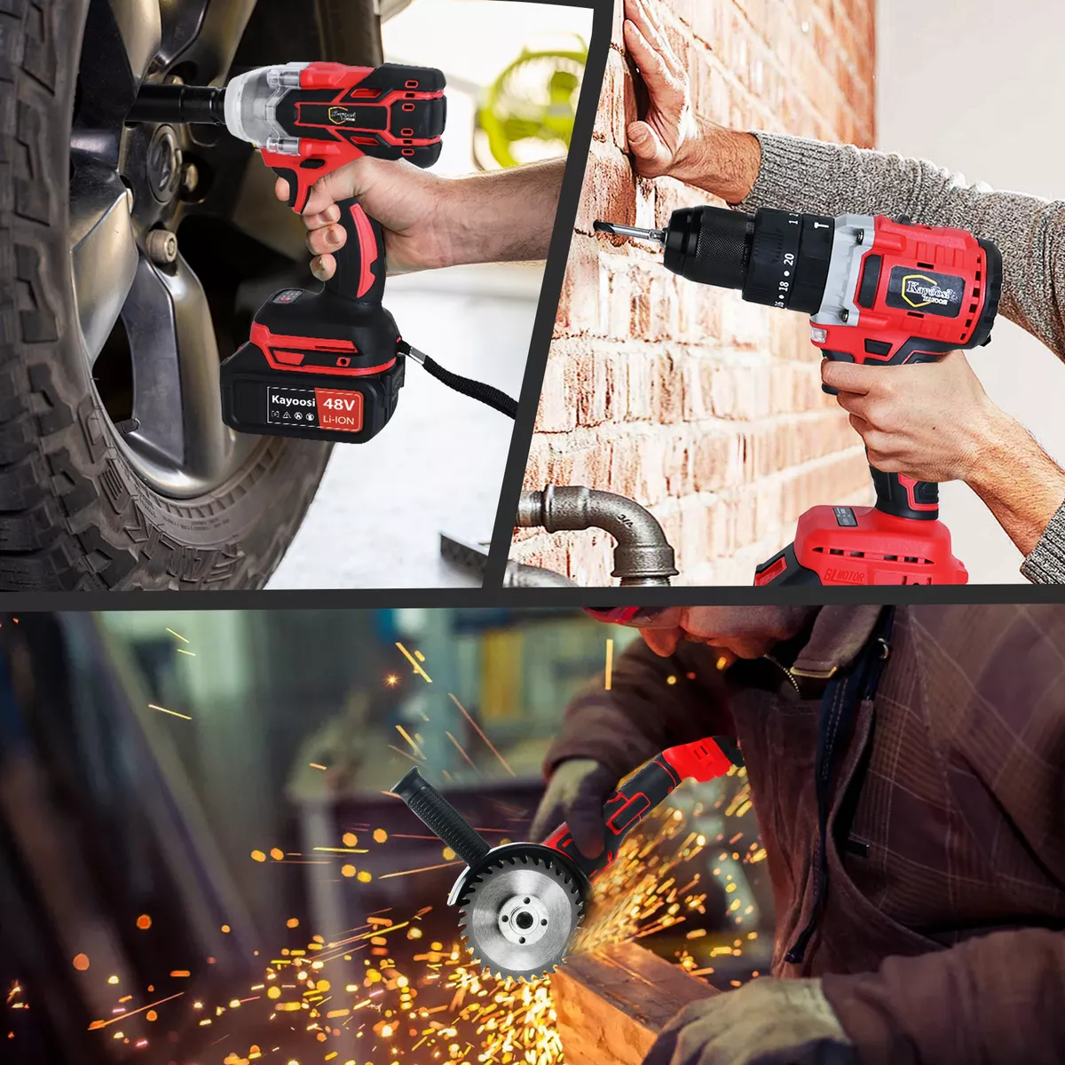 Taladros Inalambrico,esmeril Angular Y Llave Electrica 3pzs