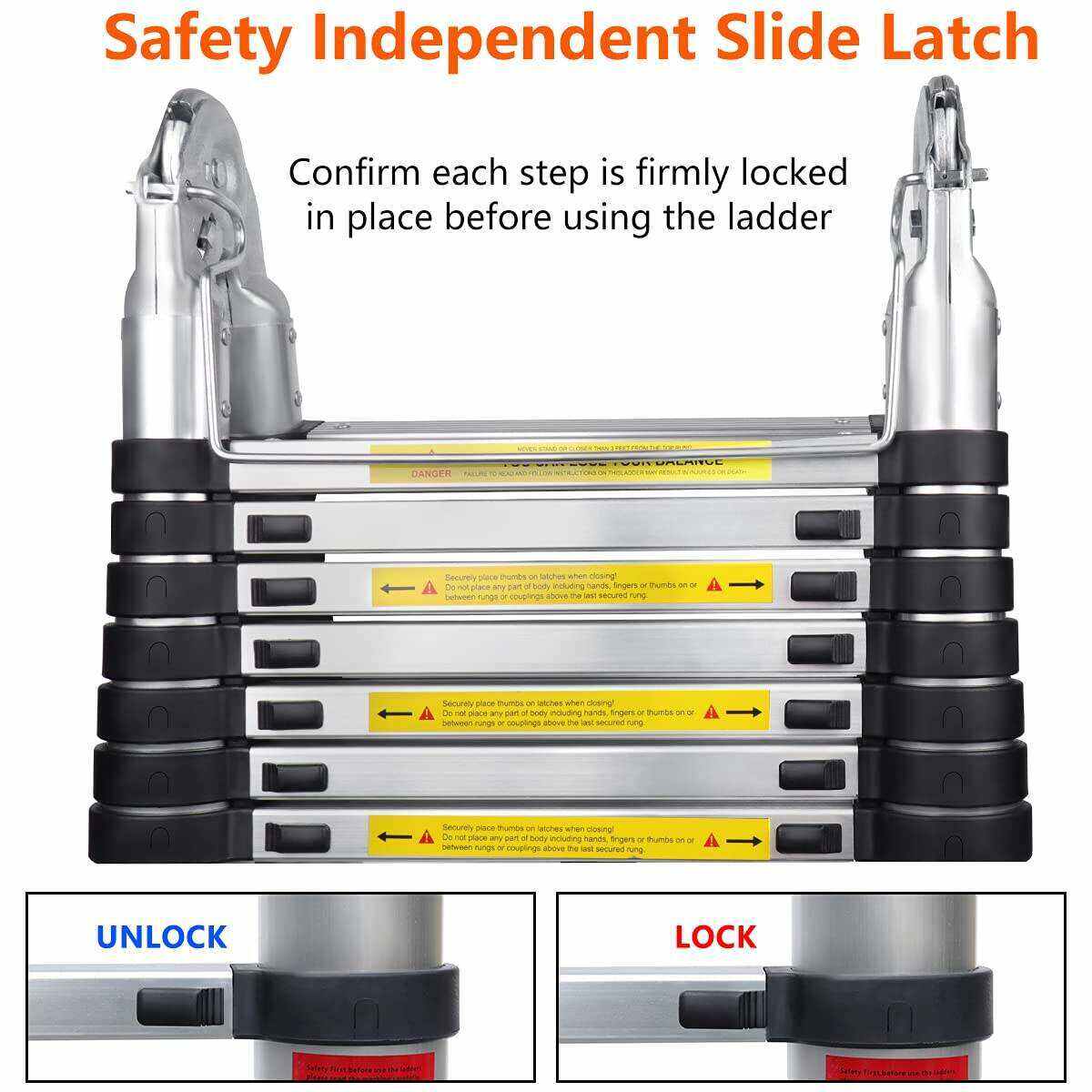Escalera telescópica plegable portátil multifuncional de aleación de aluminio
