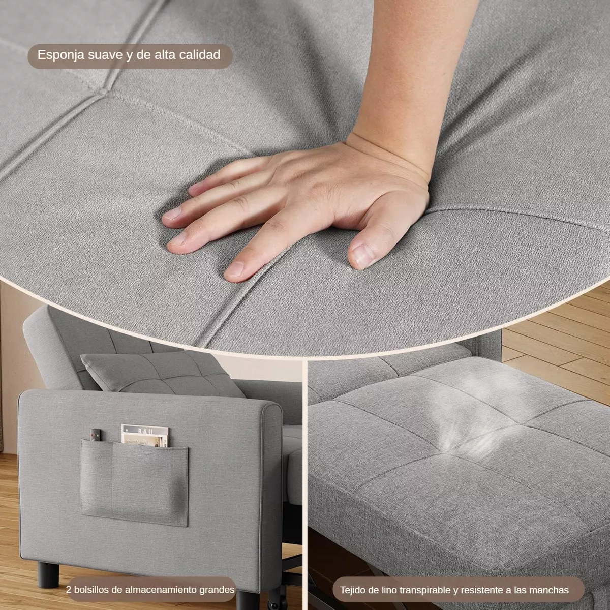 Porik Sofá Cama Sillón Reclinable Convertible 3 En 1