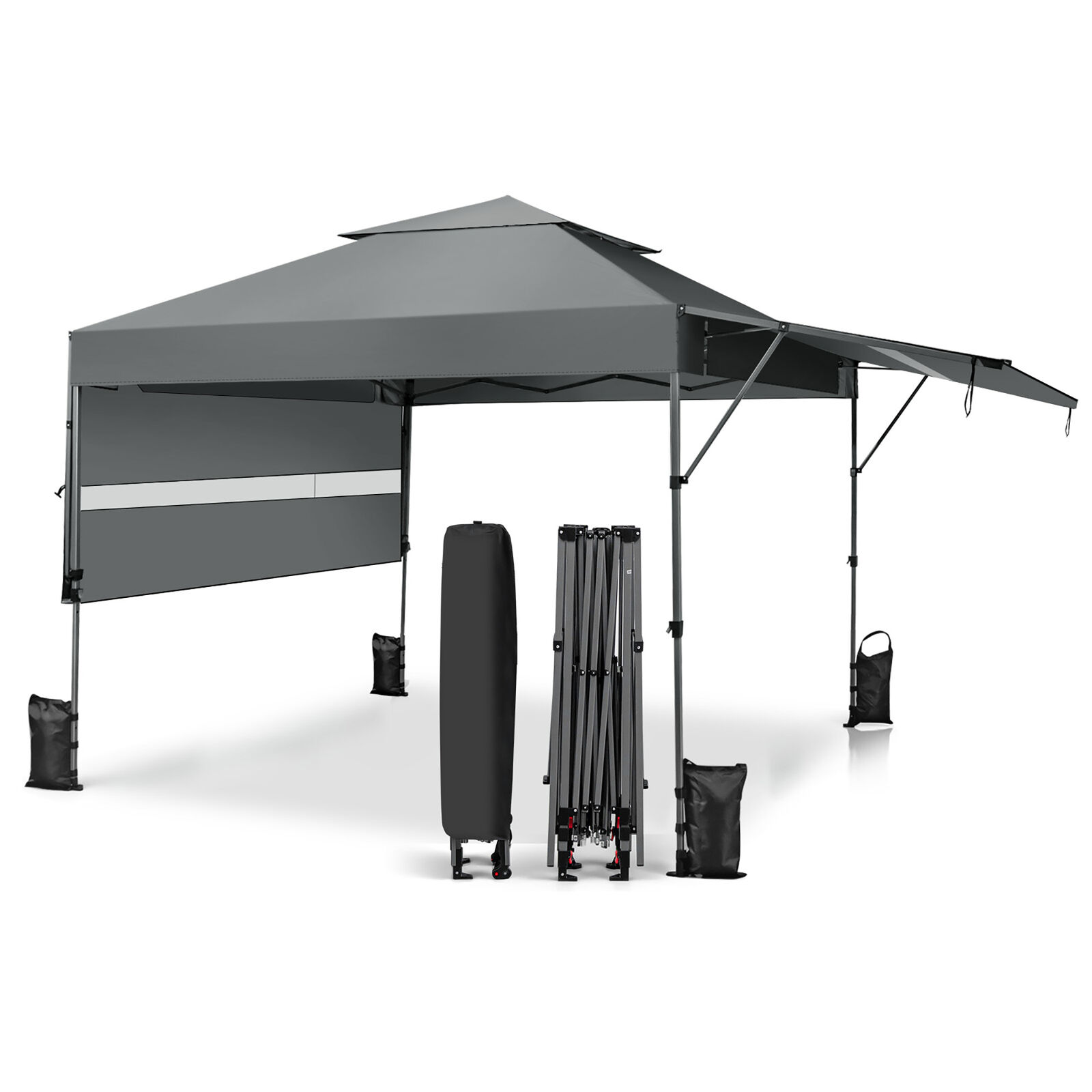 Toldo emergente instantáneo para exteriores Costway de 10'x17,6', toldos dobles ajustables