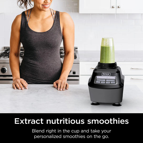 Batidora procesadora, 1500W, 4 funciones para batidos, procesamiento, masa, bebidas y más, con vaso batidor de 200ml, vaso procesador de 200ml, 2 vasos para llevar