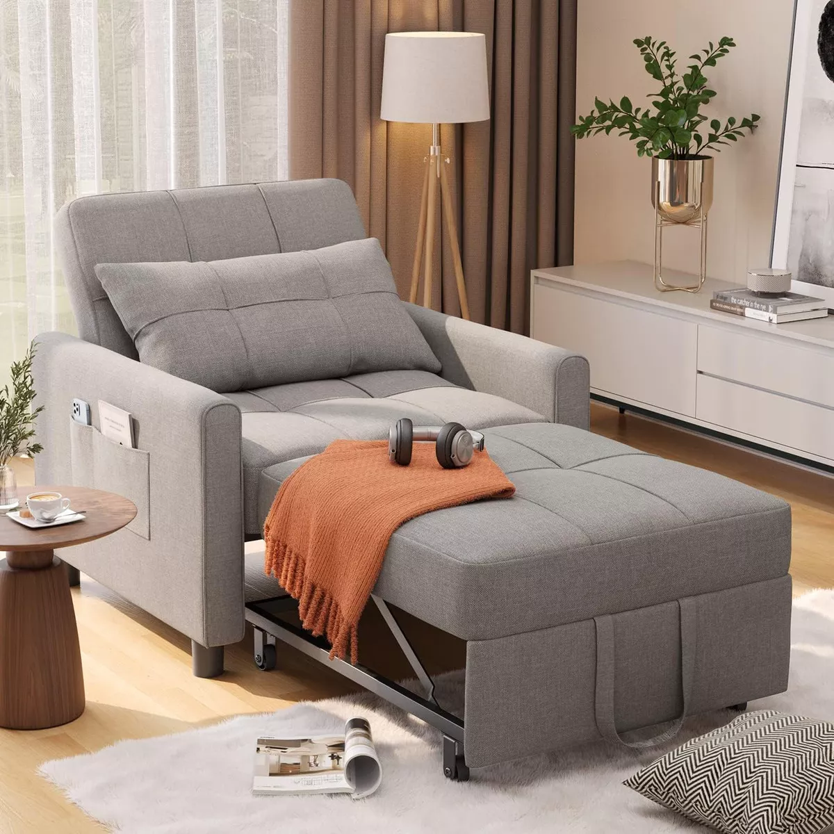 Porik Sofá Cama Sillón Reclinable Convertible 3 En 1
