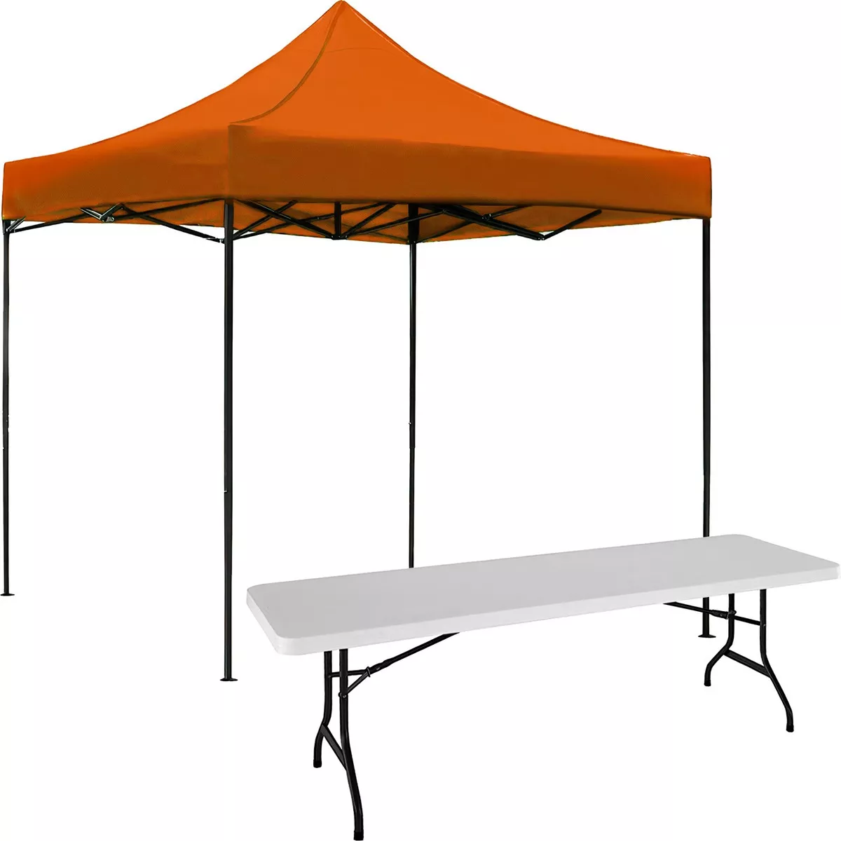 Kit Toldo Carpa 3x3 + Mesa Plegable 1.80m Jardin Exterior Color Naranja