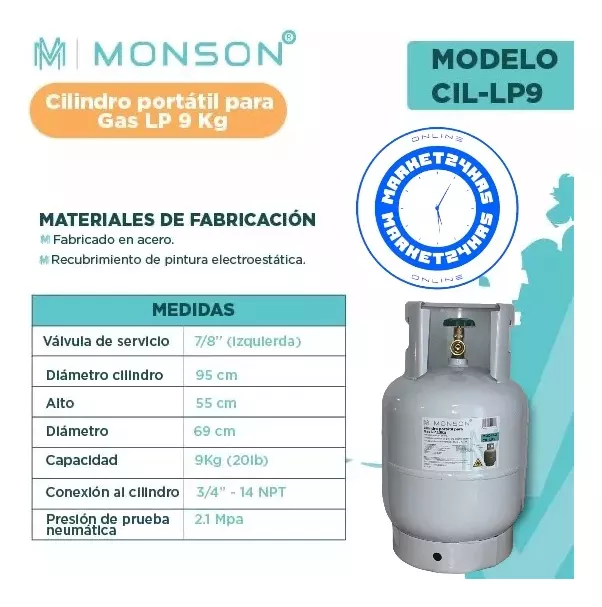 Tanque De Gas Lp 10kg Cilindro Portátil Válvula Qcc Mexicana