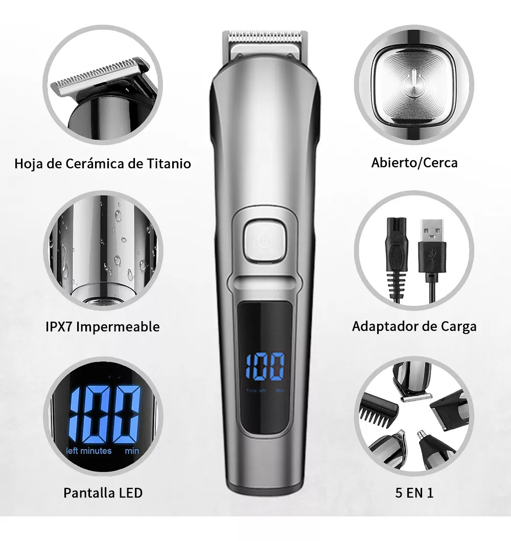 Cortapelos Para Hombres, Recortadora Eléctrica De Barba Y Cortapelos Recargable Usb,18 En 1 Máquina De Afeitar Recortadora Barba Precisión Impermeable Con Base De Almacenamiento Paño De Corte De Pelo