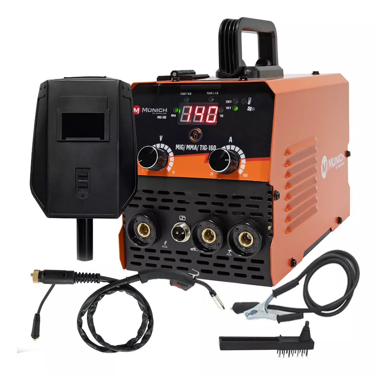 Soldadora Inversor Múnich Mig-160 Naranja 60hz 110v/220v Frecuencia 50 60 Hz