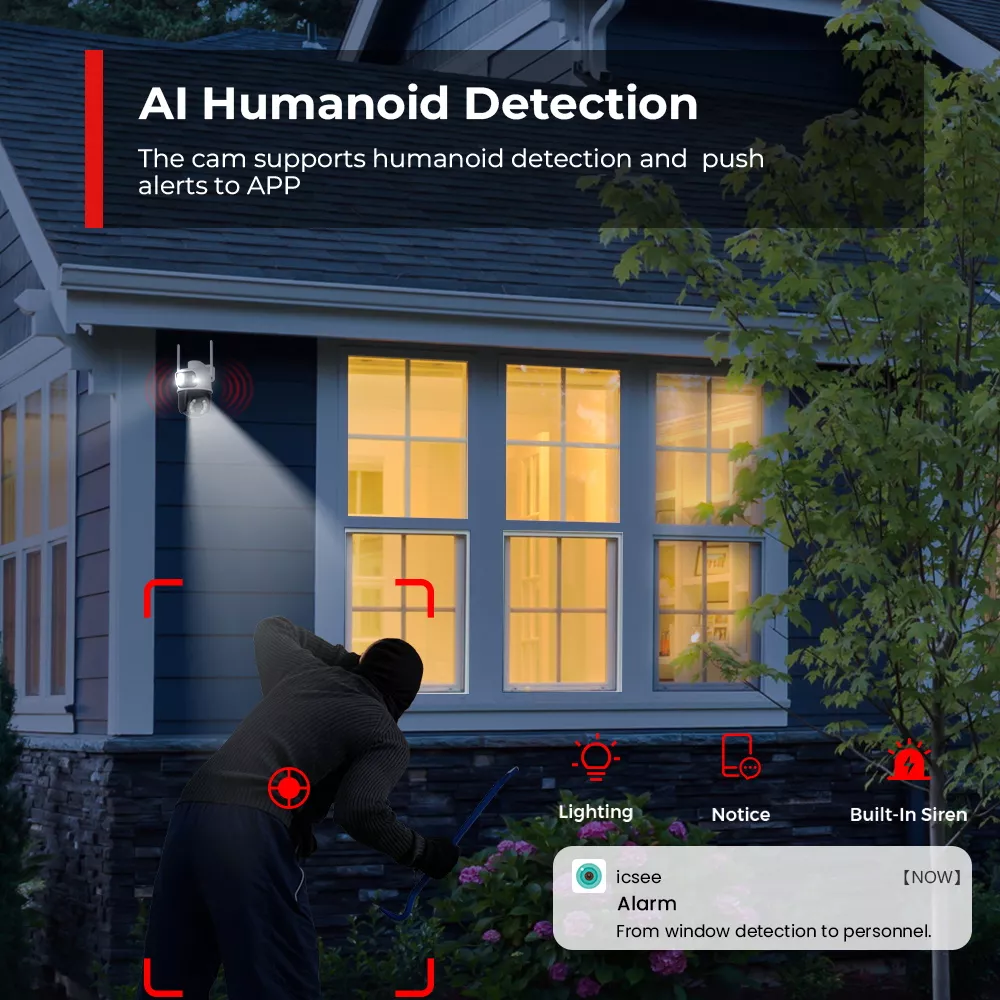 Cámara de Seguridad Inalámbrica ANBERX A8BQ Wireless 8MP Con Visión Nocturna Negro/Blanco