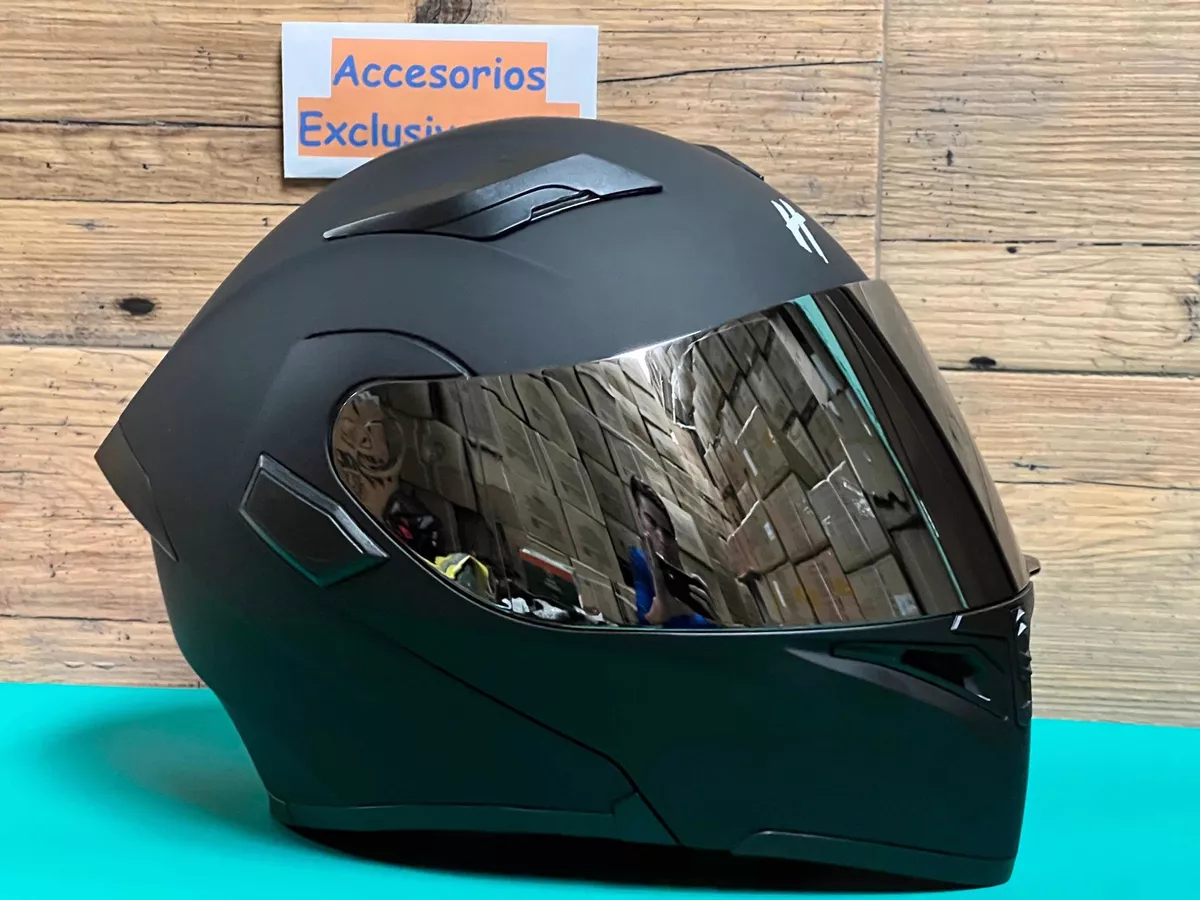 Casco Negro Mate Stop Led Luz Abatible Certificado Pulsar