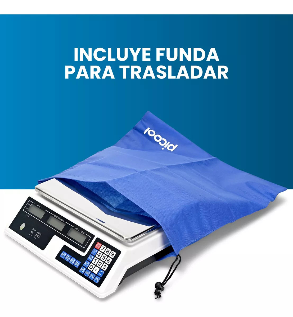 Báscula Comercial Digital 40 Kg Recargable Tecla Tara Picool
