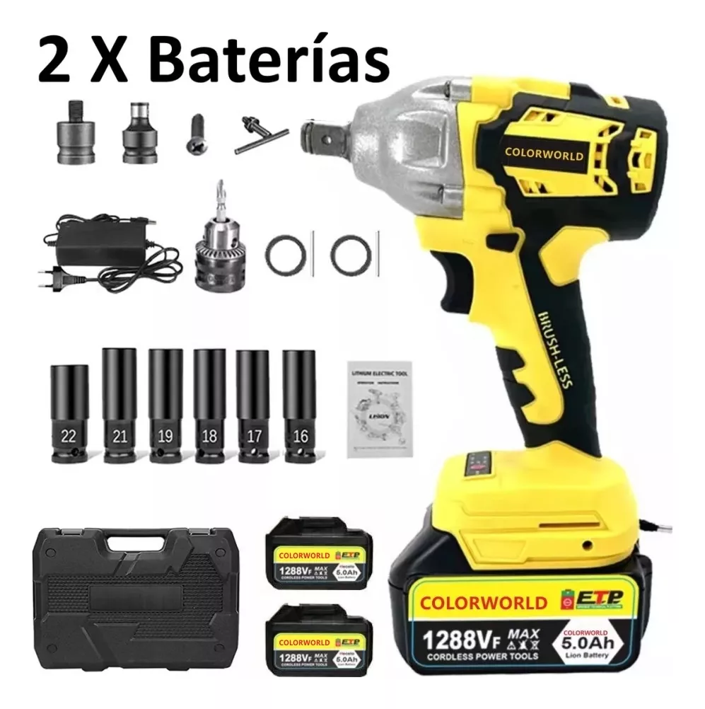 Llave De Impacto 1/2 Inalámbrica Eléctrica Con 2 Baterías