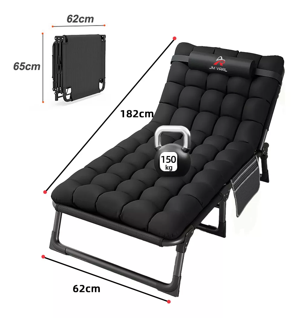 Silla Camastro Plegable Ajustable Con Colchón 62x182 Jm Vaal
