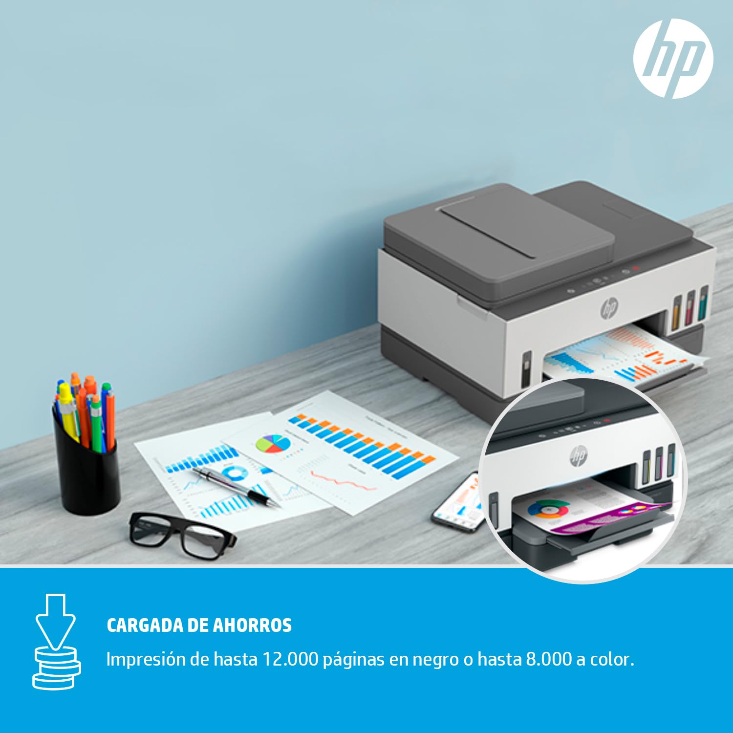 HP Impresora Multifuncional HP Smart Tank 790, Tinta Continua, Color, Wi-Fi, Dúplex (Doble Cara) & ADF Alimentador Automático (4WF66A)