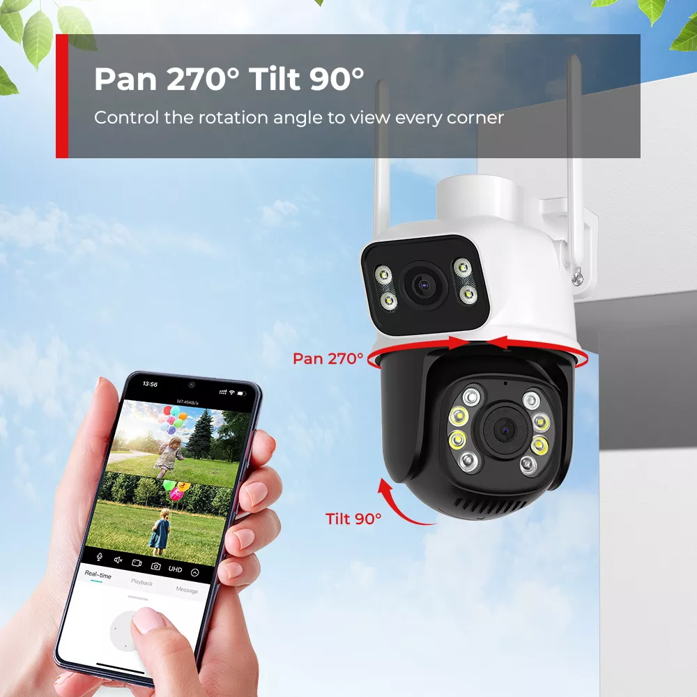 Cámara de Seguridad Inalámbrica ANBERX A8BQ Wireless 8MP Con Visión Nocturna Negro/Blanco