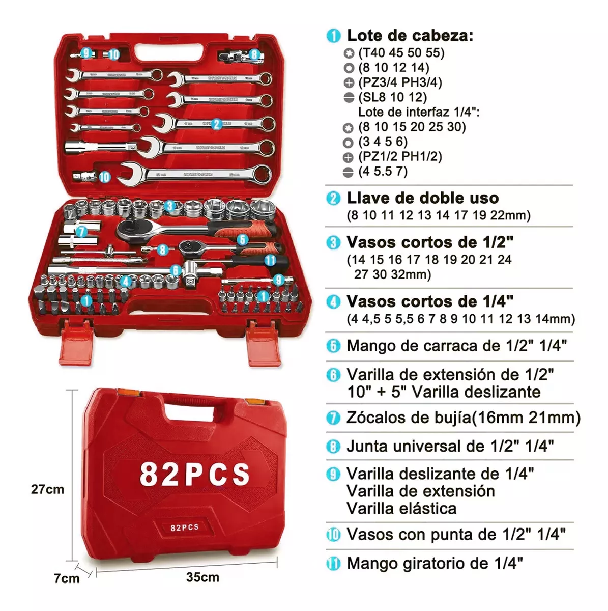 Juego De Herramientas Y Dados De Impacto, 82 Piezas