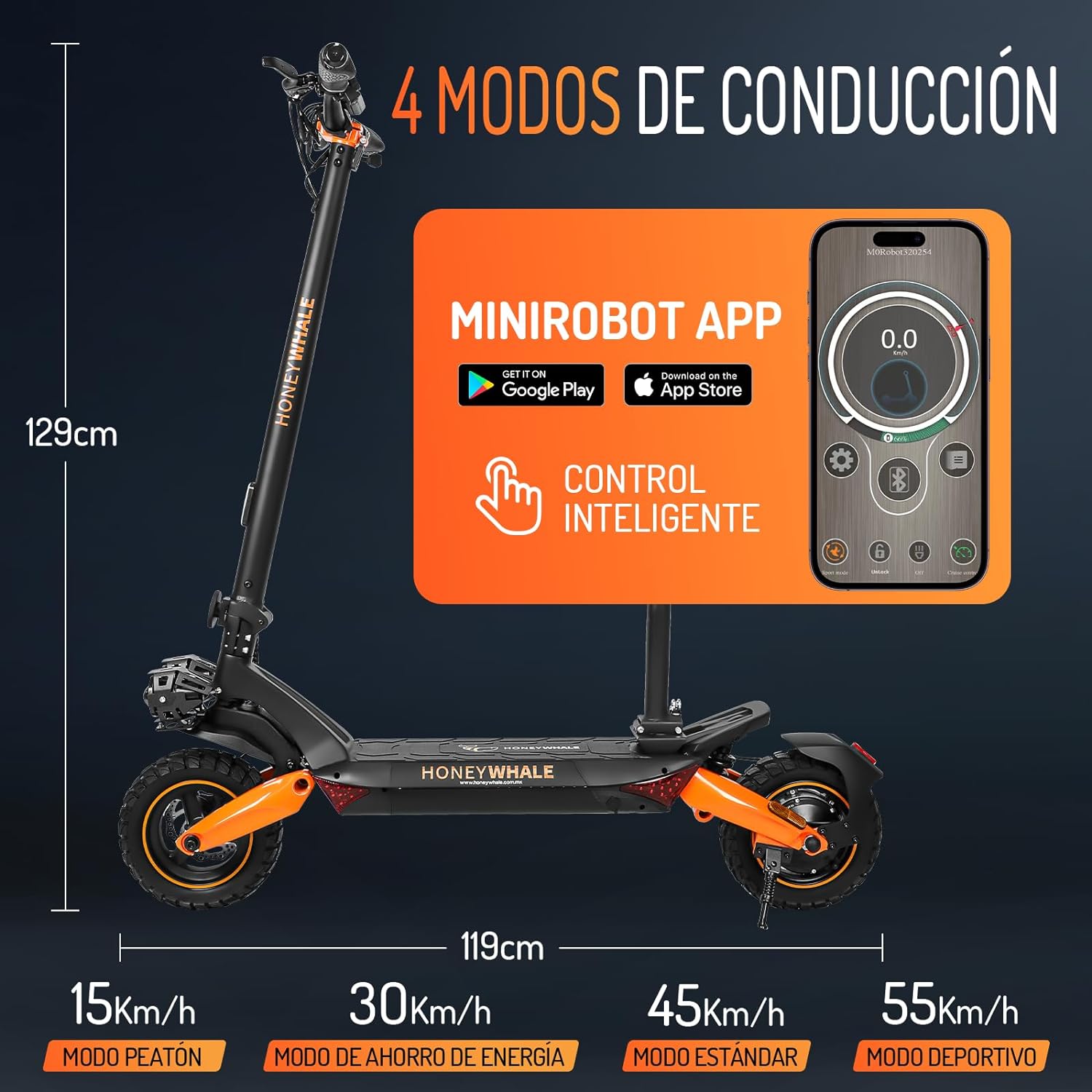 HONEYWHALE T8A Scooter eléctrico plegable para adultos