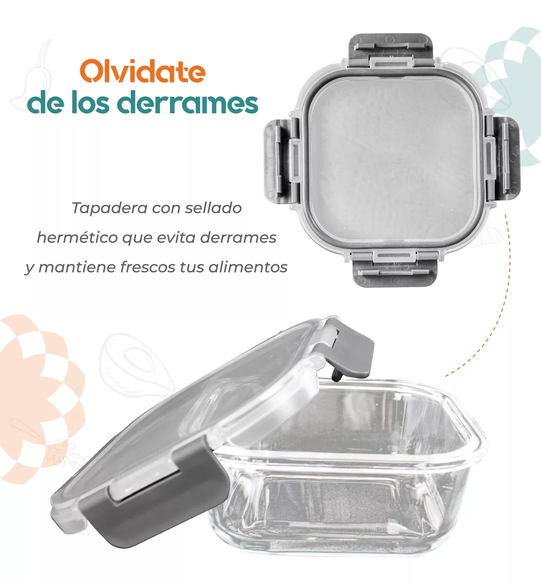 Contenedores Herméticos Vidrio Cristal Guardar Alimentos