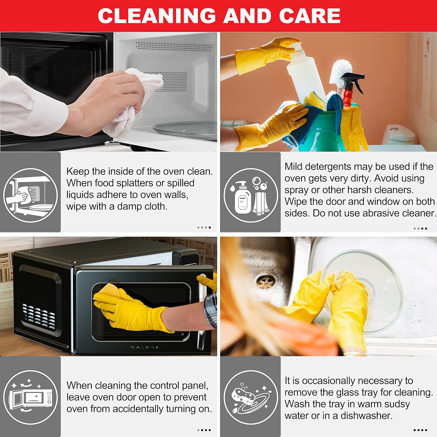 Horno de microondas retro para encimera con cocción automática y recalentamiento, descongelación, funciones de inicio rápido, fácil de limpiar con placa giratoria de vidrio,