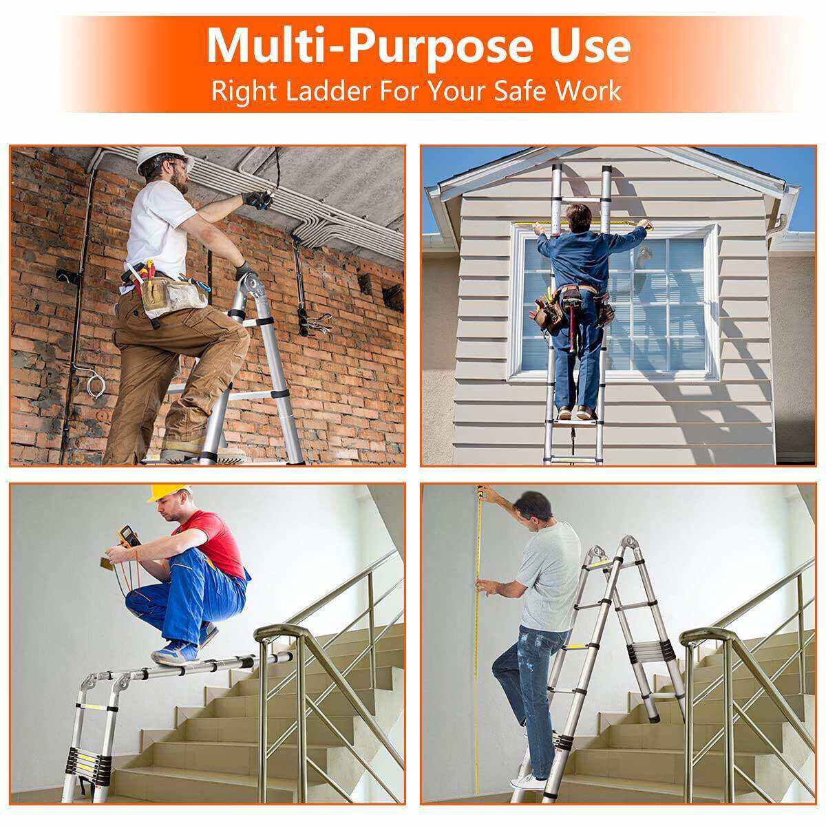 Escalera telescópica plegable portátil multifuncional de aleación de aluminio