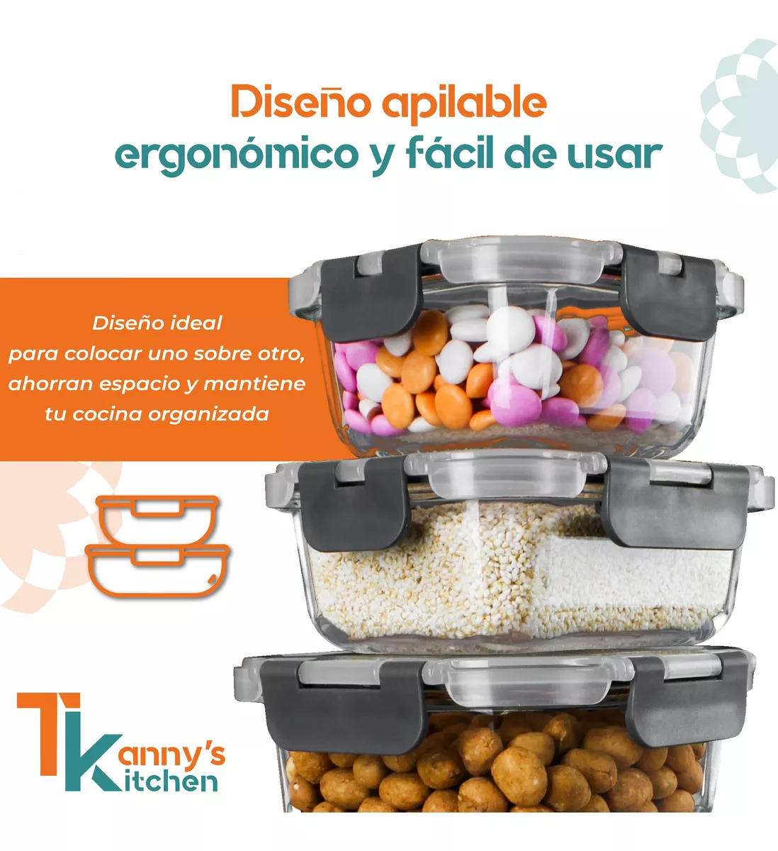 Contenedores Herméticos Vidrio Cristal Guardar Alimentos