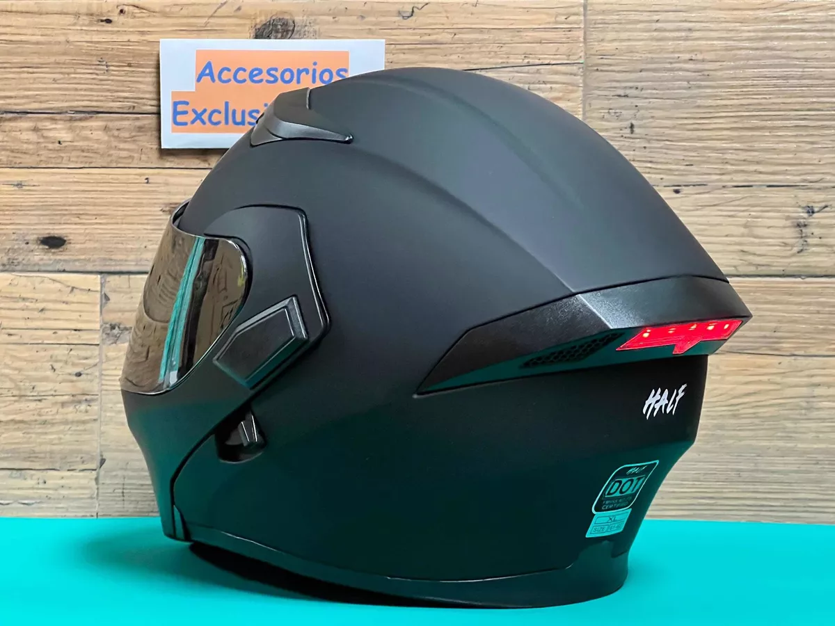 Casco Negro Mate Stop Led Luz Abatible Certificado Pulsar