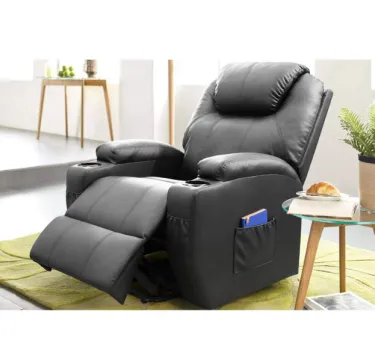 Silla reclinable de piel sintética con función de masaje y calefacción