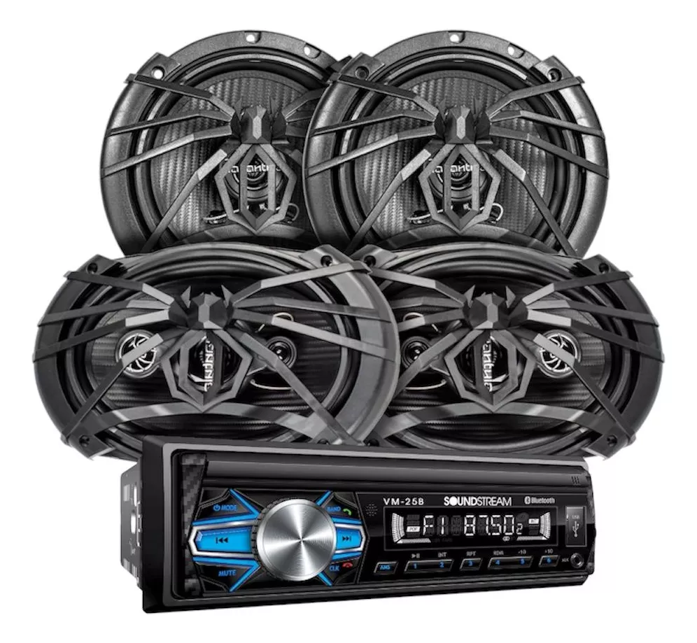 Kit Autoestéreo Vm25b +bocinas 6x9 Y 6.5 Carbono Soundstream