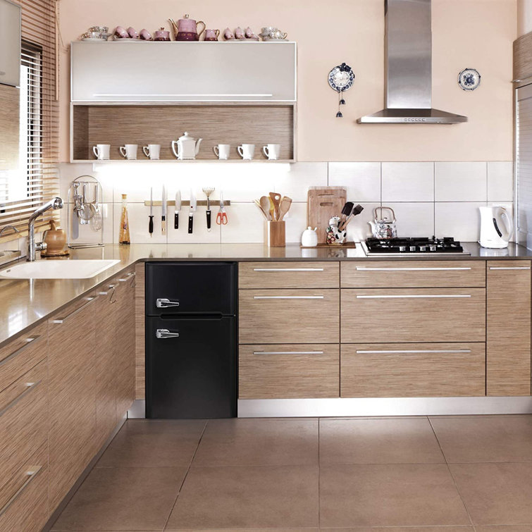 R.W.FLAME Double Door 3.2 Cu. Ft. Compact Refrigerator Mini Fridge with Freezer