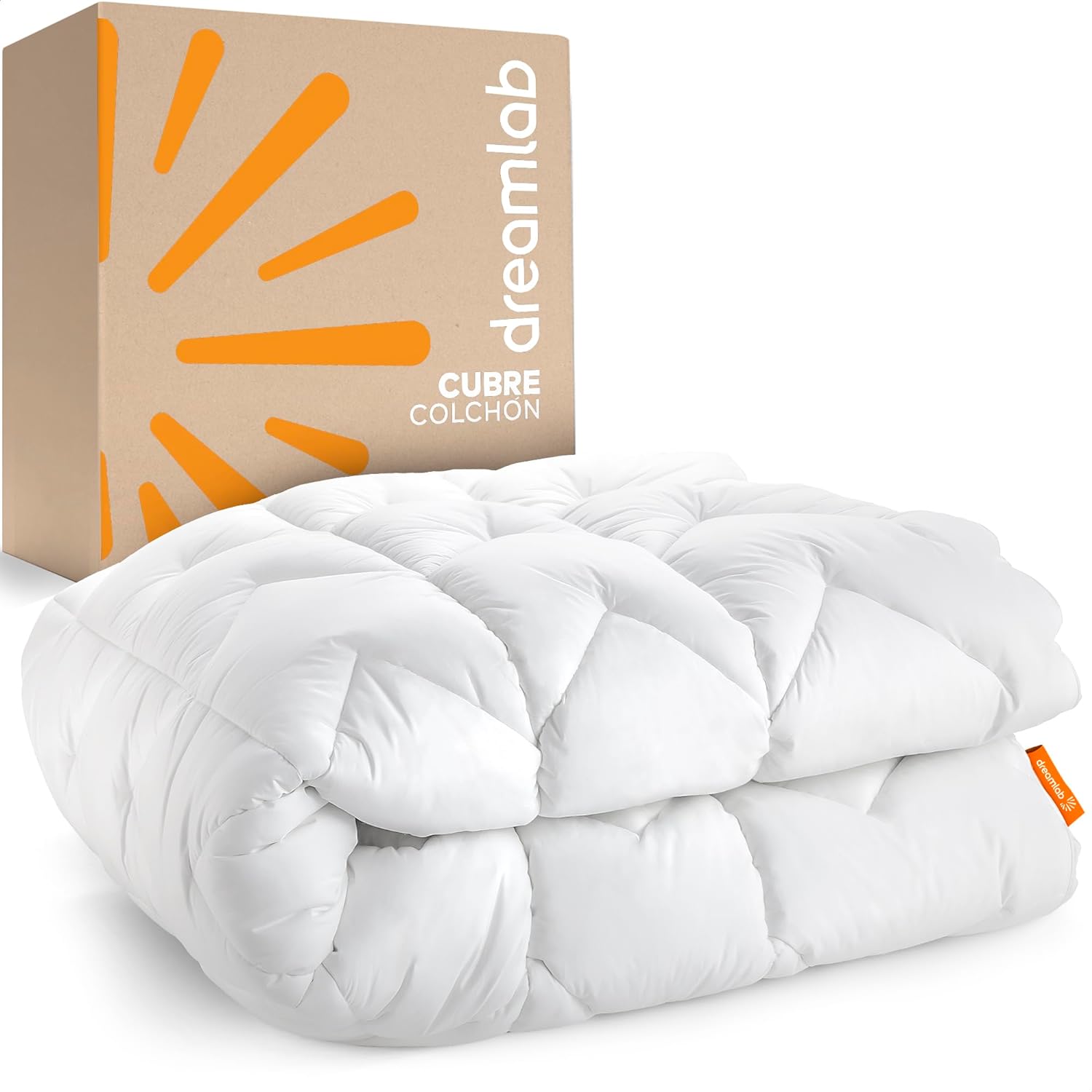 Dreamlab Cubre Colchón de Microfibra| Extra Relleno de Microfibras recubiertas en Gel | Hipoalergénico, Certificado Oekotex-100 | Tamao King Size (200cm x 190cm)